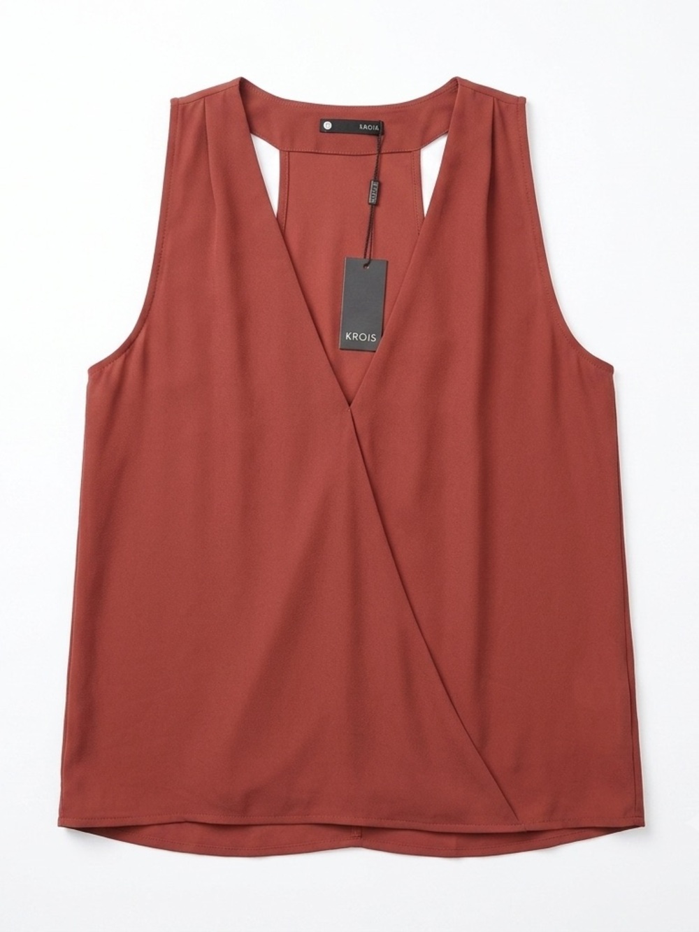Krisa Revolve Draped Surplice Tank Top Rust Burnt Orange Sleeveless Blouse L